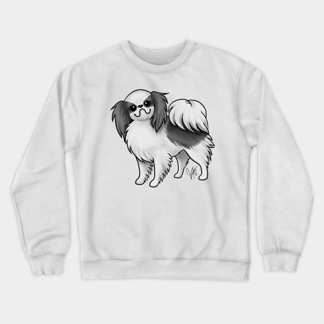 Dog - Japanese Chin - Black and White Crewneck Sweatshirt by Jen's Dogs Custom Gifts and Designs